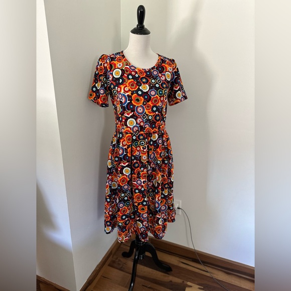 Vintage LuLaRoe Amelia Dress XL Vibrant Circle Pattern - Picture 1 of 3